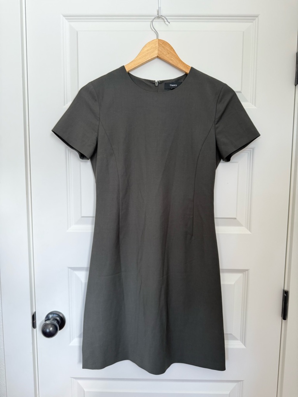 Theory Short Sleeve Mini Wool Blend Dress